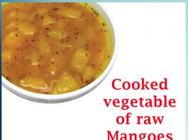 Cooked vegetable of raw mangoes