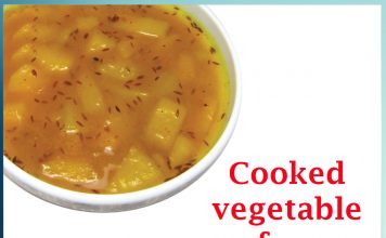 Cooked vegetable of raw mangoes