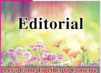 Editorial Let’s Come Together to Conserve Water for Our Future